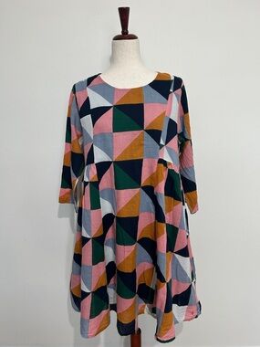 Women’s Pink Chicken Geometric Print Ophelia Dress Size Medium